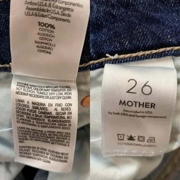 MOTHER Lil Spitfire Nerdy Cuff Jeans 26 Did You Bring Me Anything High Rise USA